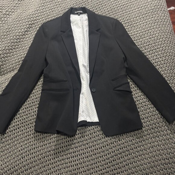 🖤 Express Editor Fitted One Button Blazer - Black - Size 12 - Picture 2 of 8